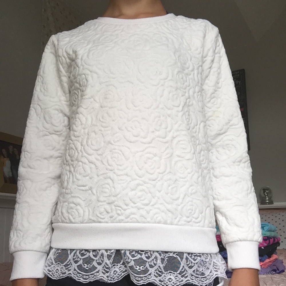 white sweater